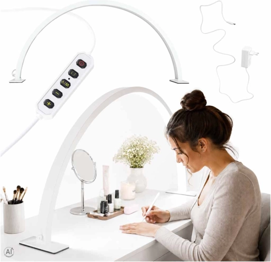 Shadowless cosmetic LED desk lamp for manicure, arch, white