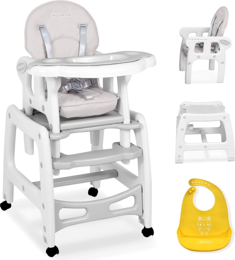 Bērnu barošanas krēsliņš 5in1 RICOKIDS Sinco, pelēks