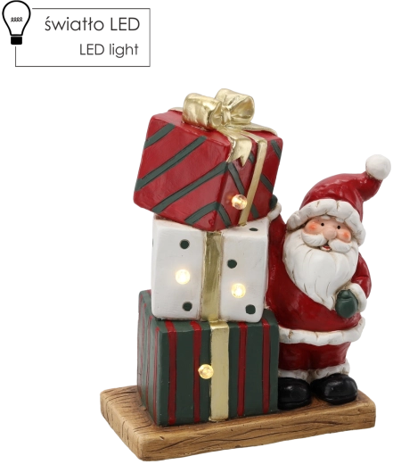 Ziemassvētku figūriņa – Santa ar dāvanām ar LED apgaismojumu 29,5 × 15 × 36 cm
