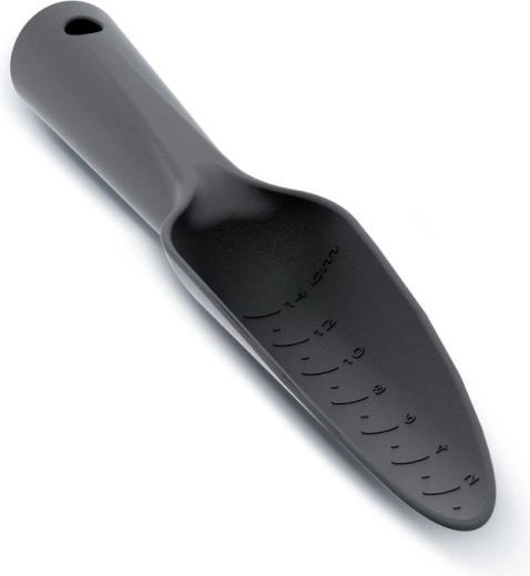Dārza stādīšanas lāpstiņa ar mērskalu 14 cm, melna