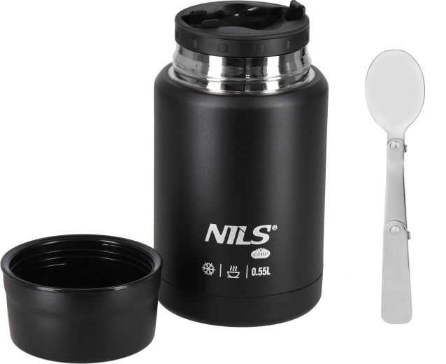 Lid as a bowl and folding spoon included