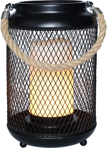 Solight metāla laterna ar LED sveci, silti balta, melna, 20 cm