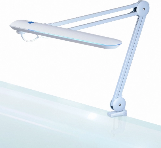 Dimerējama balta LED galda lampa ar klipsi