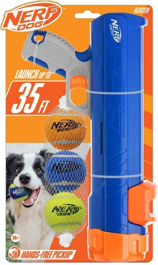 Nerf Dog bumbiņu izšāvējs 30 cm bez klipša + 3 pīkstošas tenisa bumbiņas 5 cm