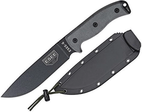 ESEE izdzīvošanas nazis 16,5 cm ar gludu asmeni, melns/pelēks, Micarta, maksts
