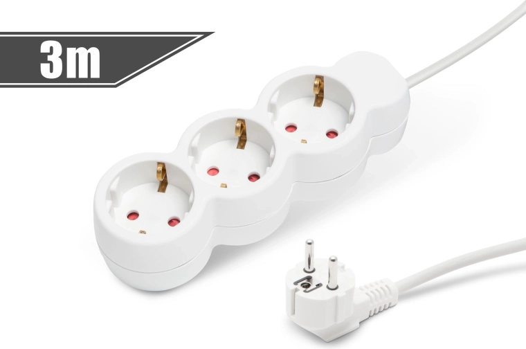 Pagarinātājs ar 3 kontaktligzdām, 3 m