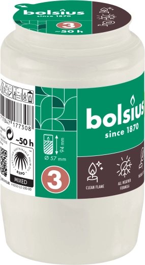 Bolsius kapu laternas ieliktnis 50 h, balts