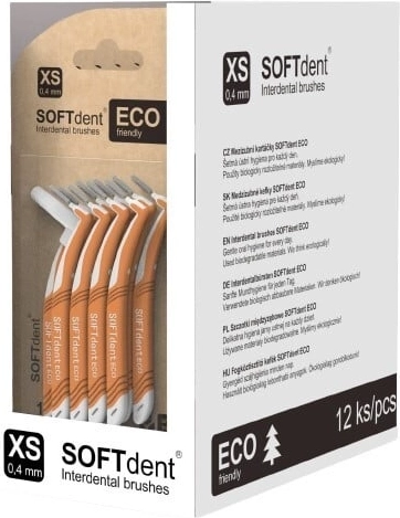 Softdent Eco interdental brushes 0.4 mm XS, angled
