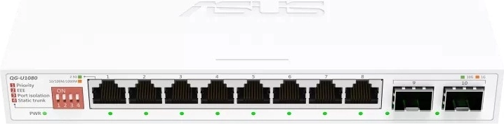 Nepārvaldāms komutators 8× 2.5G + 2× 10G SFP+ QG-U1080