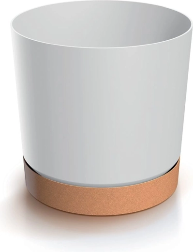 Planter with Saucer TUBO PM 19.9 cm white/naturo ECO