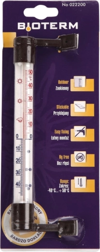 Window thermometer, stick-on or screw-on, 19 × 1.9 cm