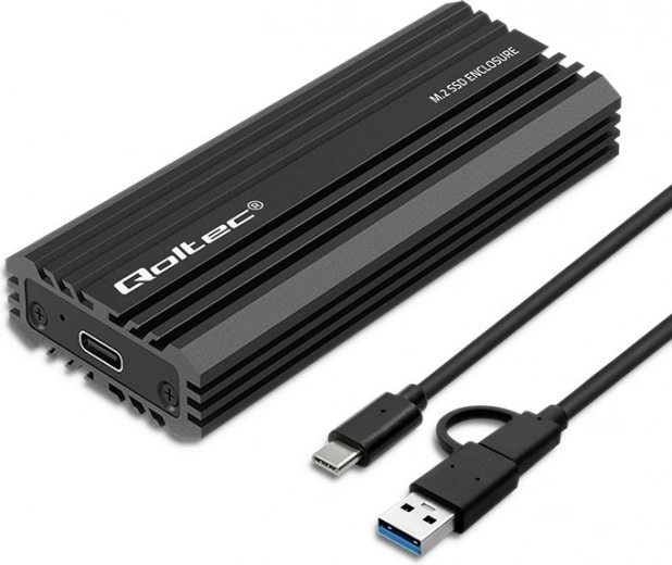 Qoltec korpuss M.2 SSD NVMe un SATA ar USB‑C pieslēgumu, 2 TB ietilpība