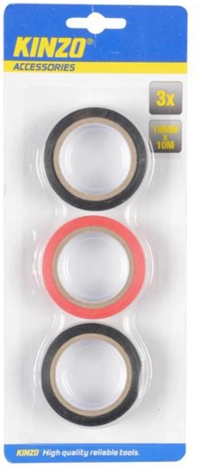 Kinzo Insulating Electrical Tape 18 mm x 10 m, 3 pcs