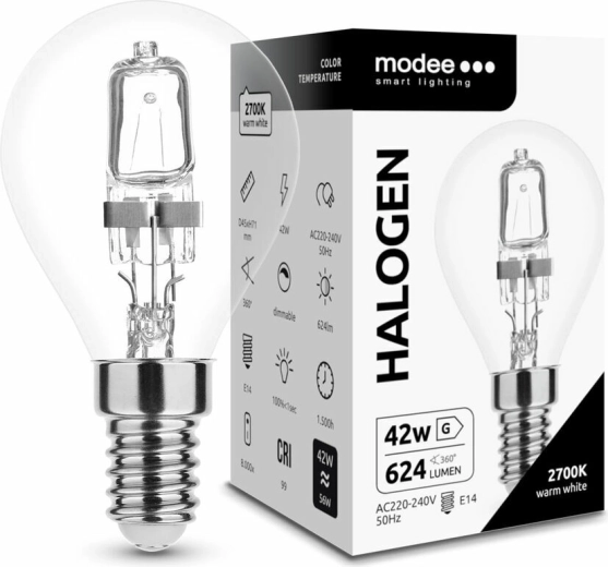 Halogēna spuldze mini globe 42 W E14 silti balta MODEE ECO