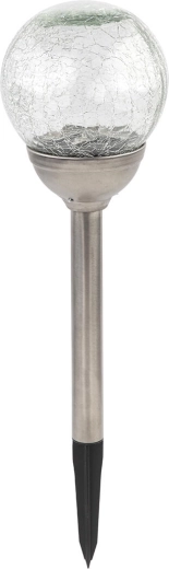 Saules dārza lampa lode 12 cm, nerūsējošais tērauds un stikls, 2 LED