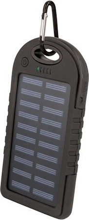 Setty saules enerģijas ārējais akumulators 5000 mAh, melns, IP66 ar LED