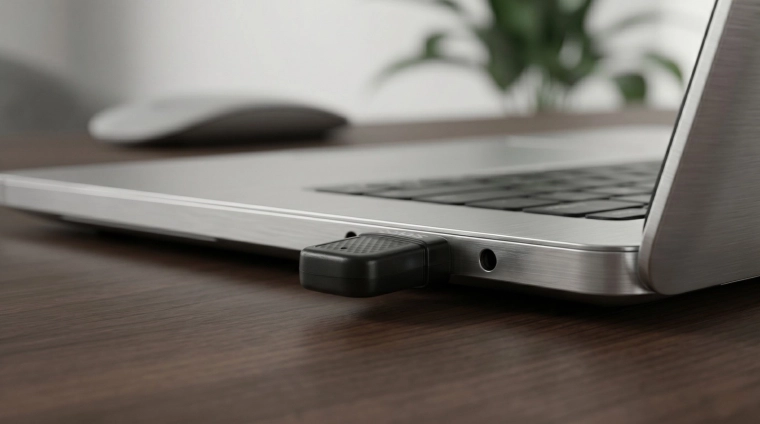 Compact USB 2.0 dongle – just plug in
