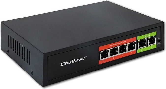 Tīkla slēdzis Fast Ethernet PoE 4× RJ45 + 2× RJ45 uplink 65 W 10/100 Mb/s