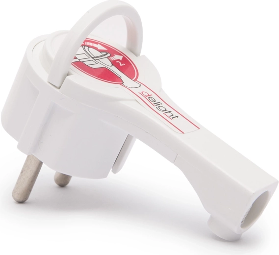 Assembled mains plug with angled cable outlet