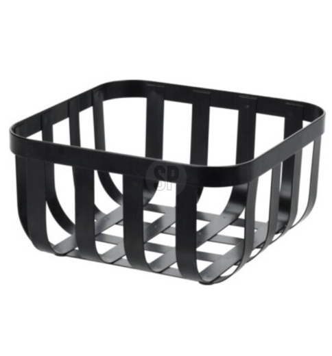 Metāla kvadrātveida augļu grozs 19 × 19 × 9 cm – matēti melns, industriāls loft