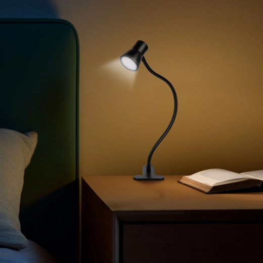Flexible desk LED lamp with clip and USB power