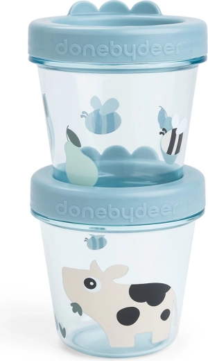 Done by Deer food containers for kids Tiny farm blue 2 pcs