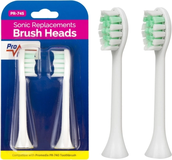 Promedix replacement brush heads for PR-740 toothbrush, 2 pcs, white