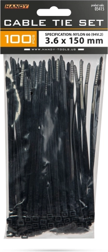 Black cable ties 150 × 3.6 mm, 100 pieces