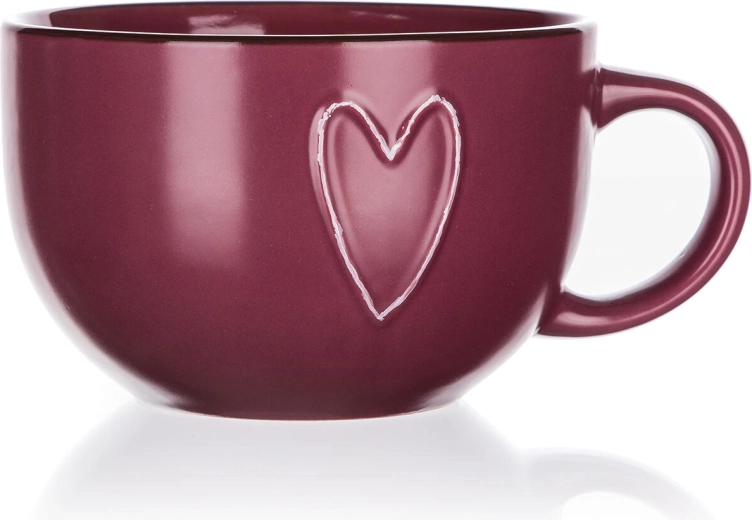 Keramikas jumbo krūze Heart 730 ml bordo