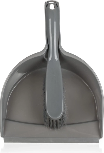 Brush and Dustpan with Rubber Edge Economy, silver