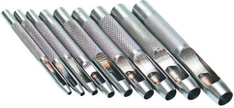Stieņveida caurumotāju komplekts ādai 2,5–10 mm, 9 daļas