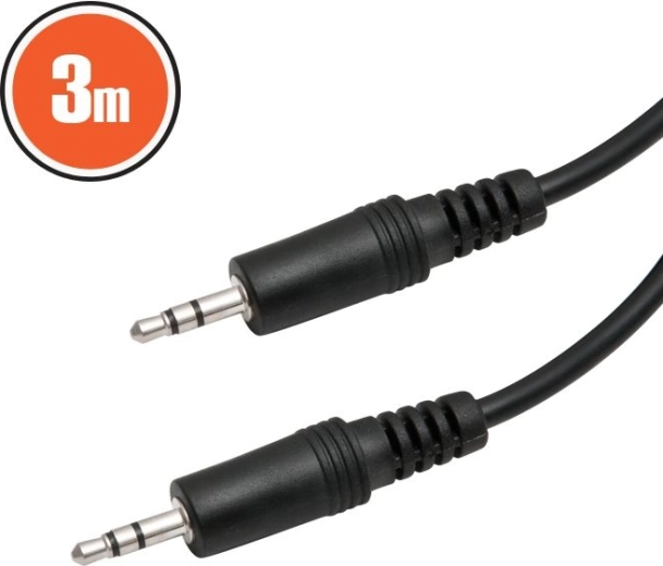 Audio kabelis jack 3,5 mm – jack 3,5 mm, 3 m, melns