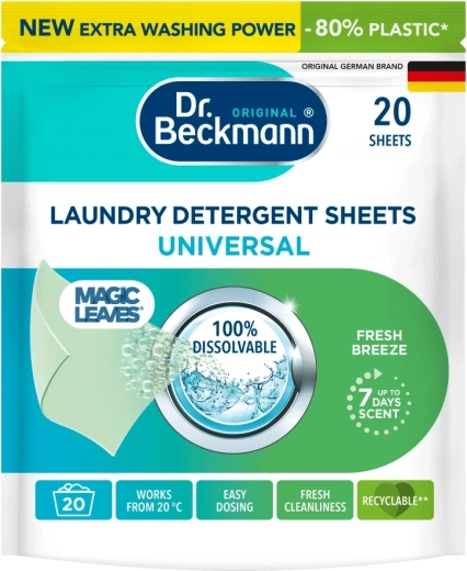 Veļas mazgāšanas salvetes DR. BECKMANN Magic Leaves Universal 20 gab.