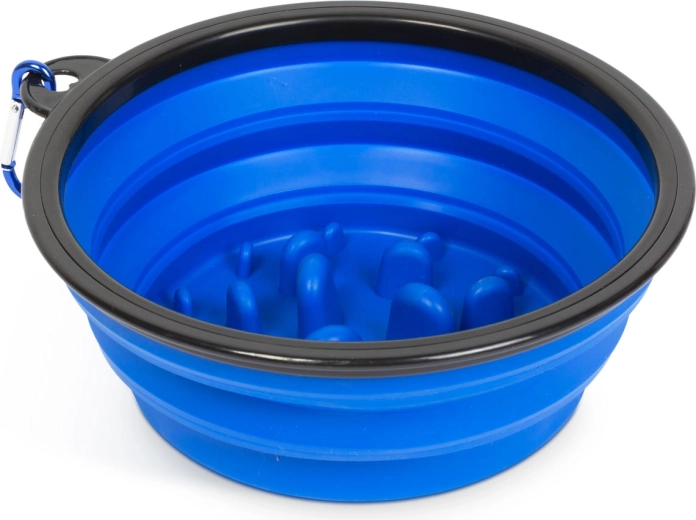 Collapsible Slow-Feed Dog Bowl Blue 1000 ml