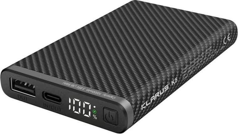 Klarus K5 ārējā baterija 10000 mAh ar ātro uzlādi un LED displeju