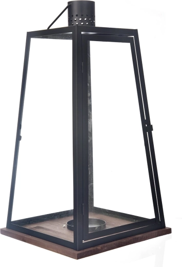 Dekoratīva koka un metāla laterna melni bēšā krāsā 60 cm