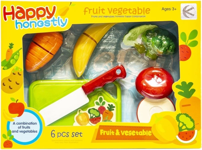Fruit and vegetable cutting set with cutting board and knife - 1 piece