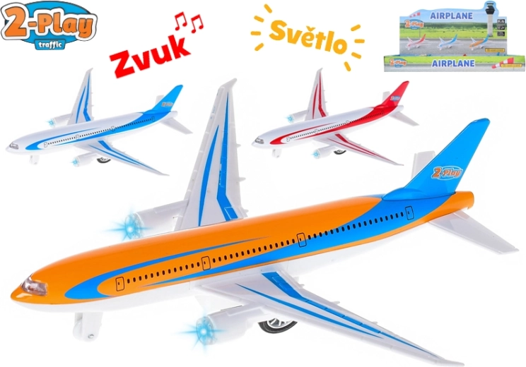 Metāla pasažieru lidmašīna 2-Play 18,5 cm ar gaismu un skaņu