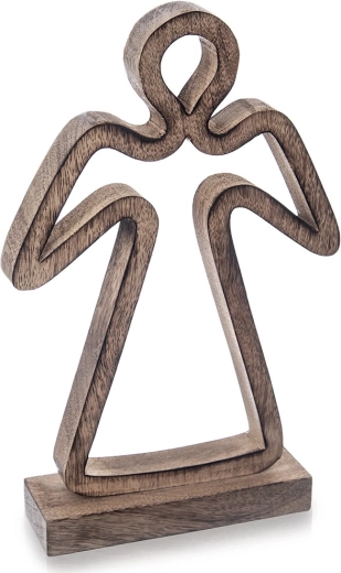 Wooden Christmas angel figurine from mango wood 29 cm