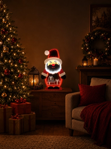 Ziemassvētku 3D dekorācija Santa Claus ar spoguļa infinity efektu, LED 21,6 × 8 × 37,3 cm – 1 gab.