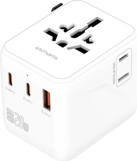 20W GaN NOMAD Travel Adapter with 2x USB‑C and 1x USB‑A