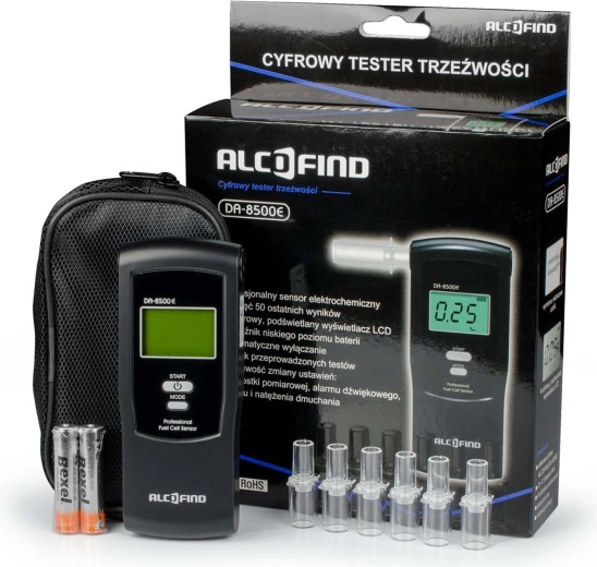Breathalyzer with Electrochemical Sensor DA-8500E + 100 Mouthpieces