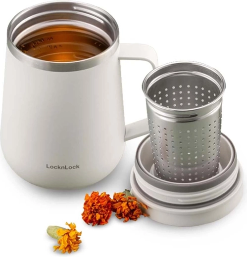 Termokrūze ar rokturi LOCKnLOCK Metro tea 400 ml ziloņkaula krāsā