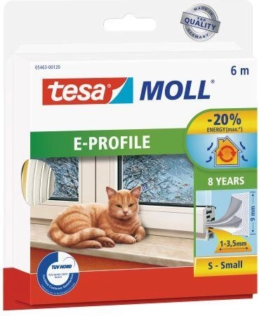 Window and Door Seal E 9 × 4 mm, white, 6 m