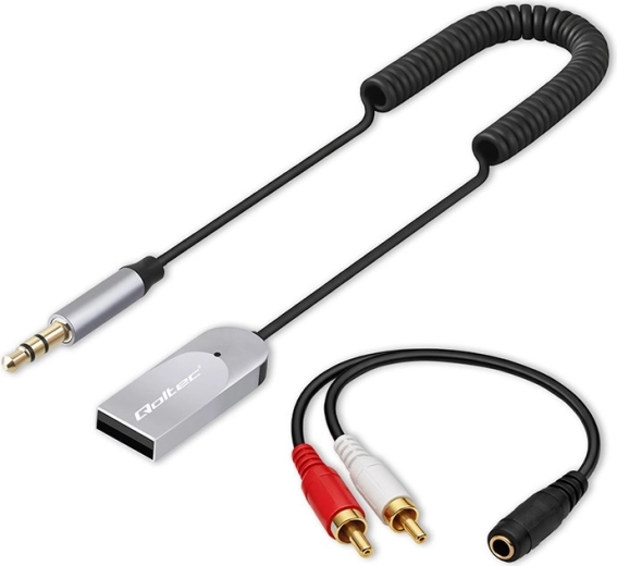 bezvadu Bluetooth 6.0 audio uztvērējs mājai un automašīnai ar 2× RCA, 3,5 mm AUX un USB barošanu, mikrofons