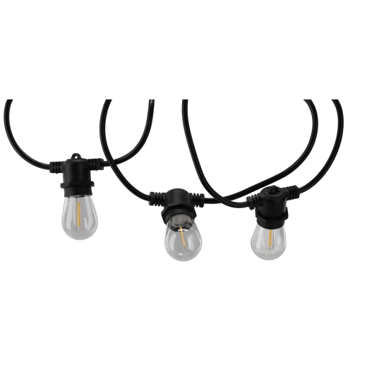 Dārza gaismas virtene FILAME 10x LED E27, silti balta, 10 m, IP44, 230 V