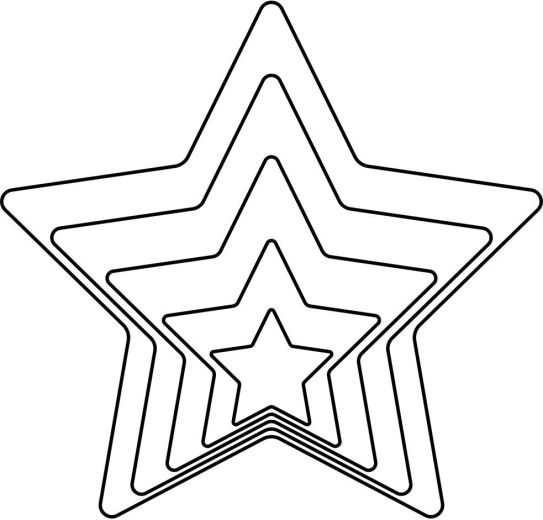 Zvaigznes formas cepumu formiņu komplekts, nerūsējošais tērauds, 5 gab. (1,5–7,5 cm)