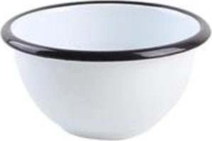 Emaljēta bļodiņa 11 cm balta ar melnu apmali, 300 ml