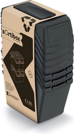 Šķirošanas atkritumu tvertņu komplekts SORTIBOX 4×25 l melns – Prosperplast