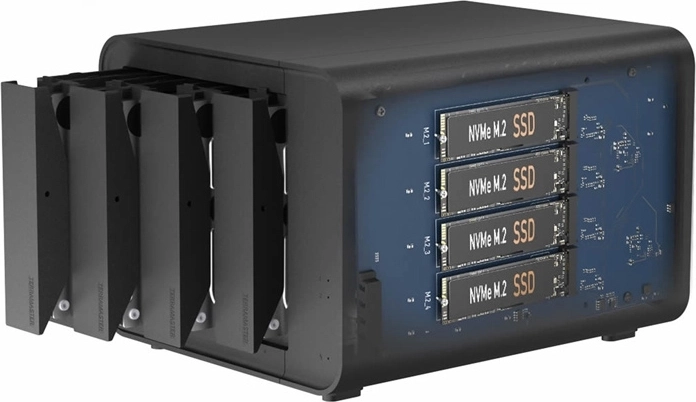 TerraMaster D8 Hybrid external DAS enclosure for 8 drives (4× SATA + 4× M.2 NVMe)